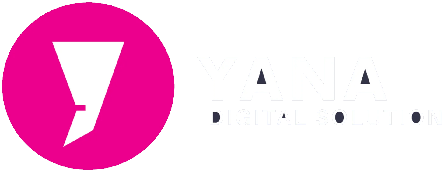 YANA Digital Solution logo: magenta circle with a white abstract mark and bold text to the right.